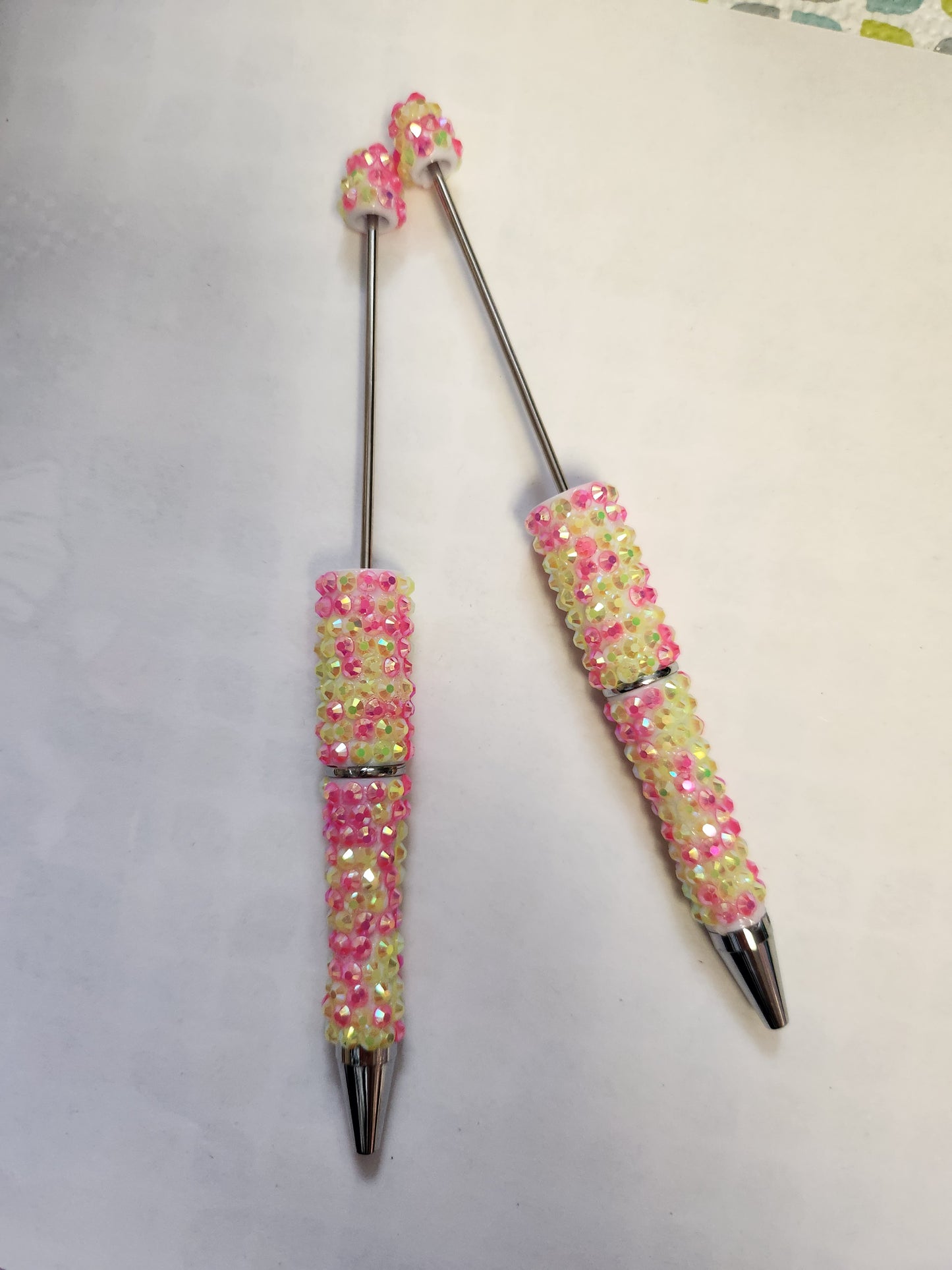 Beadable Rhinestone Pen Blanks- Pink Lemonade