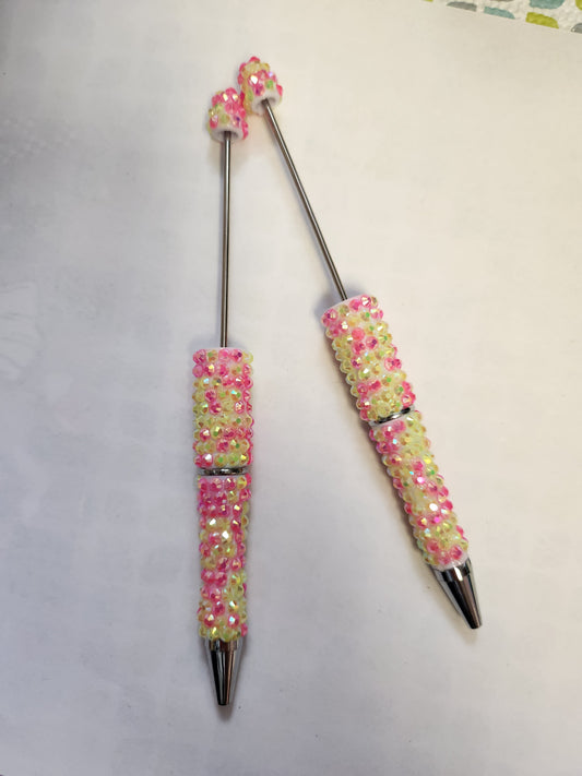 Beadable Rhinestone Pen Blanks- Pink Lemonade