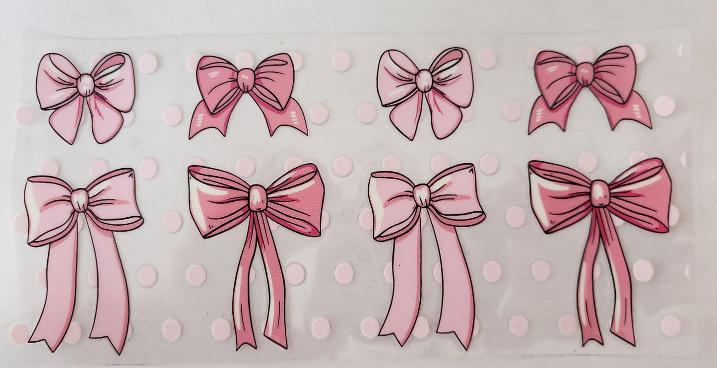 UVDTF Wrap 16oz- Pink Bows (LG Pink polka-dot)