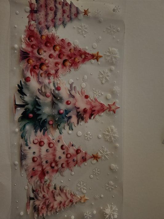 Cup Wrap- Pink Christmas Trees