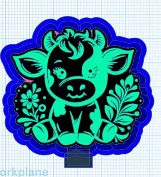 DESTASH MOLD- Cow with flowers