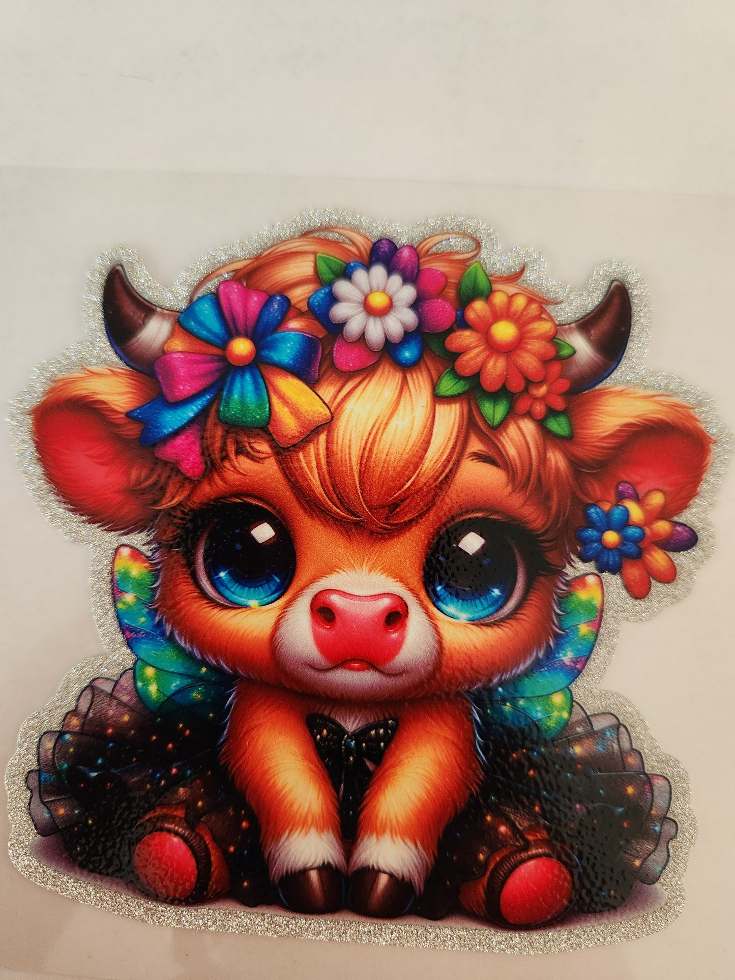 Cup Wrap- Glitter Flower Cow