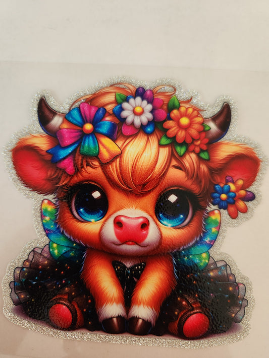 Cup Wrap- Glitter Flower Cow