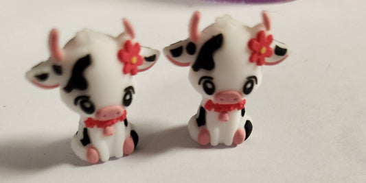 3D Silicone Focal- Pink Accent Cow
