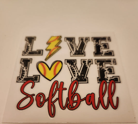 UVDTF Decal- Live Love  Softball