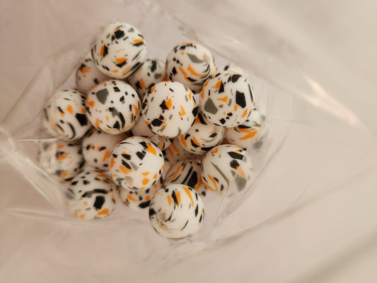 15mm Silicone Beads- Halloween Speckled