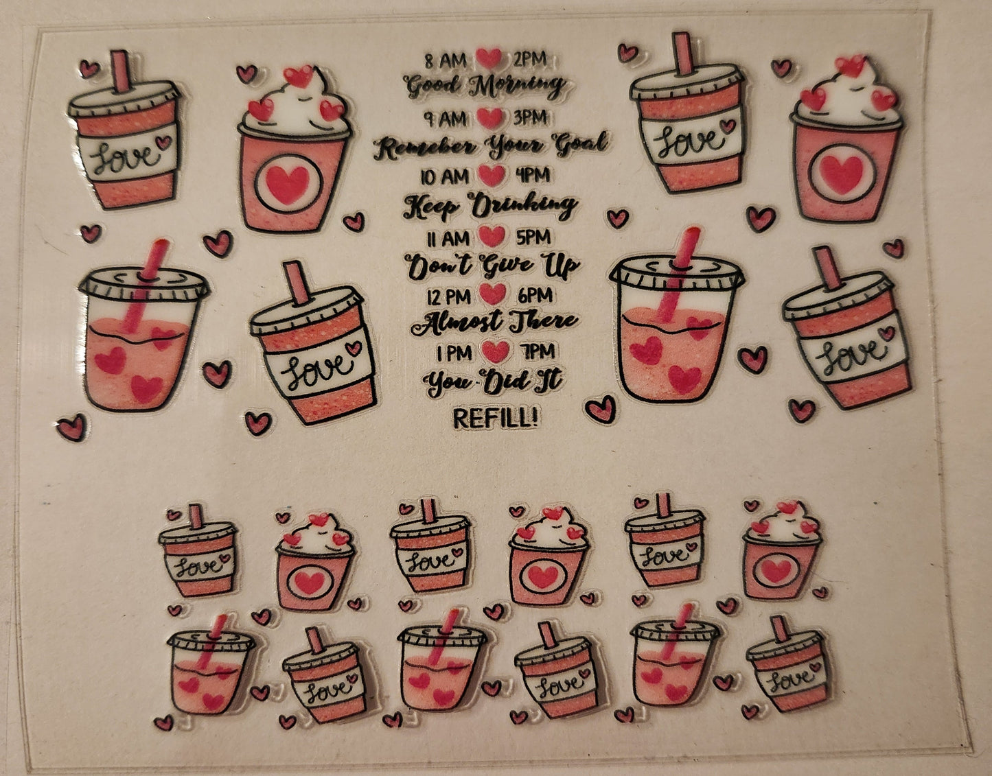 UVDTF Mini Tumbler Keychain Wrap (single) Drink Reminders- Hydrate