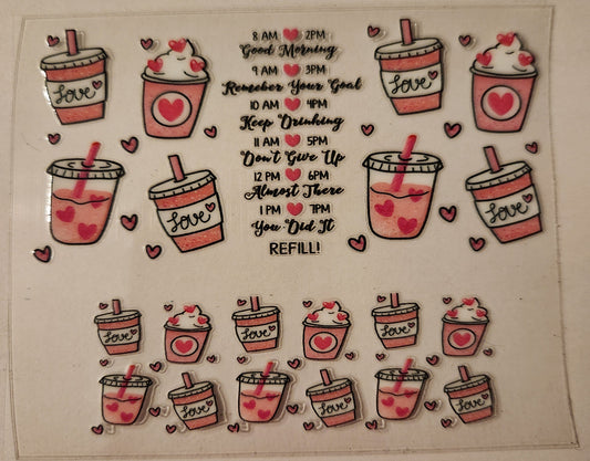 UVDTF Mini Tumbler Keychain Wrap (single) Drink Reminders- Hydrate