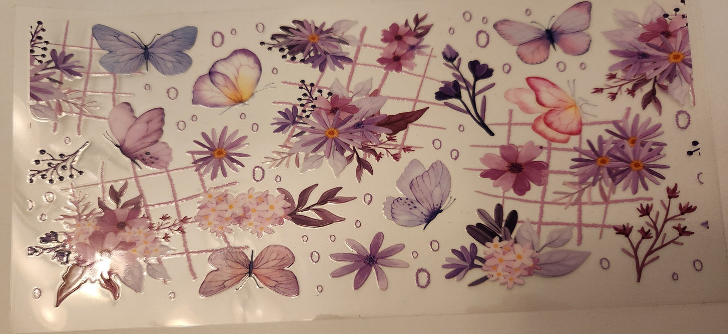 UVDTF Decal- Butterflies & Flowers
