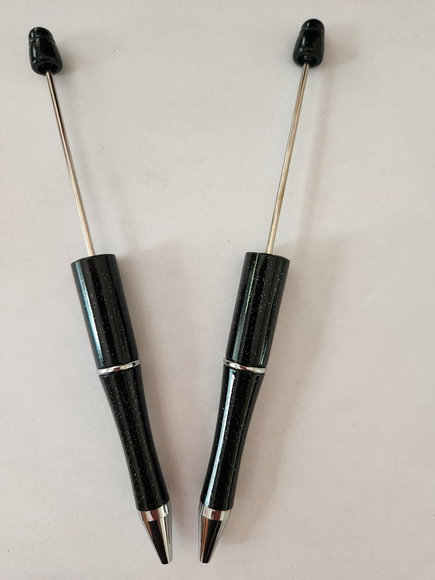 Beadable Pen Blanks- Black Glitter