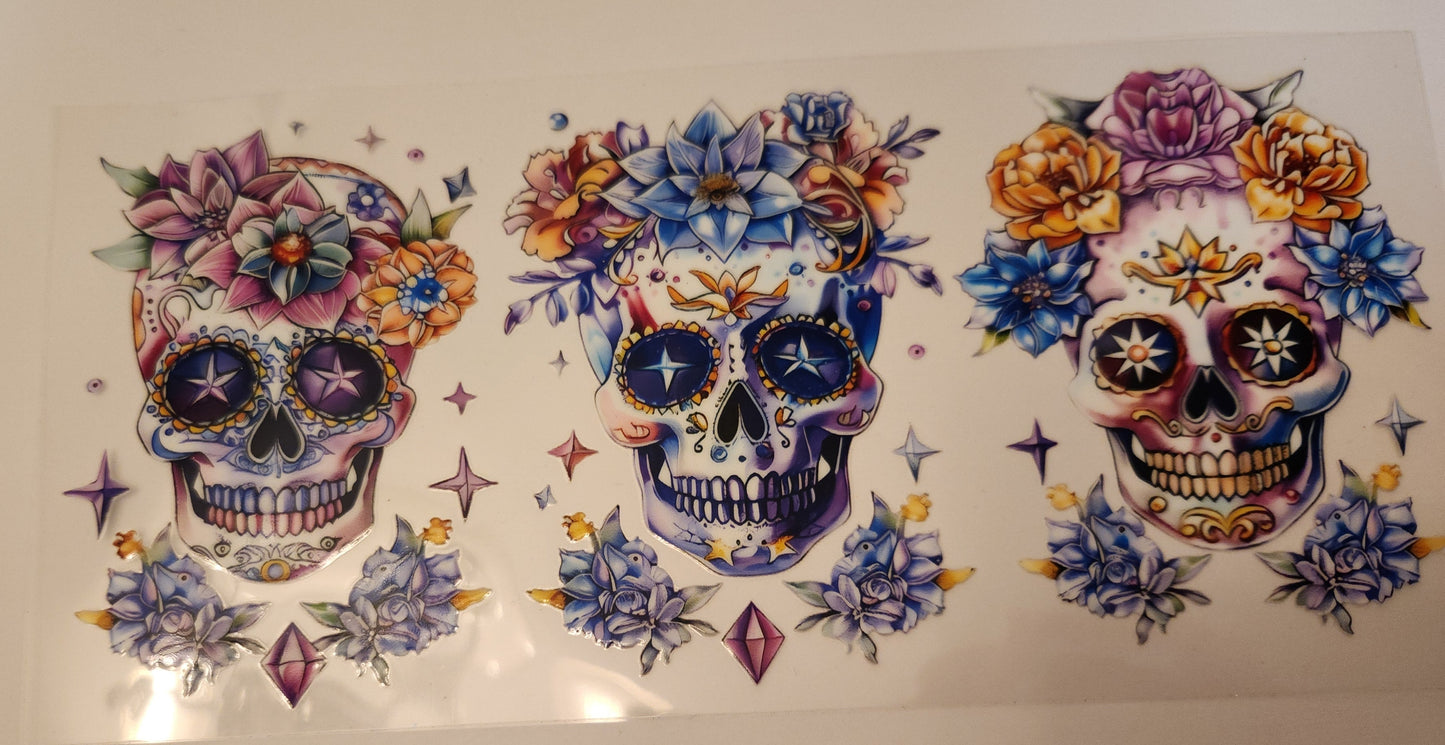 UVDTF Decal- Skull Flowers