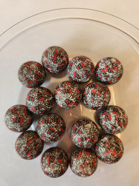 15mm Printed Silicone Beads- Leopard Skulls
