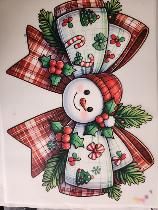 Adult SizeHeat Transfer- Snowman Bow