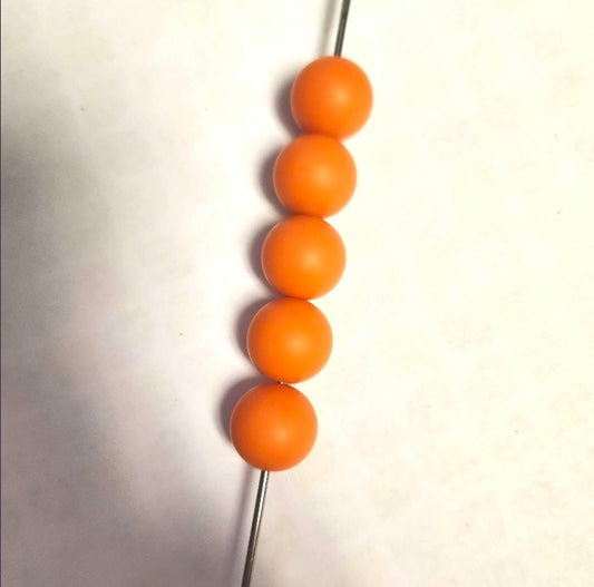 15mm Silicone Beads- Pumpkin Orange