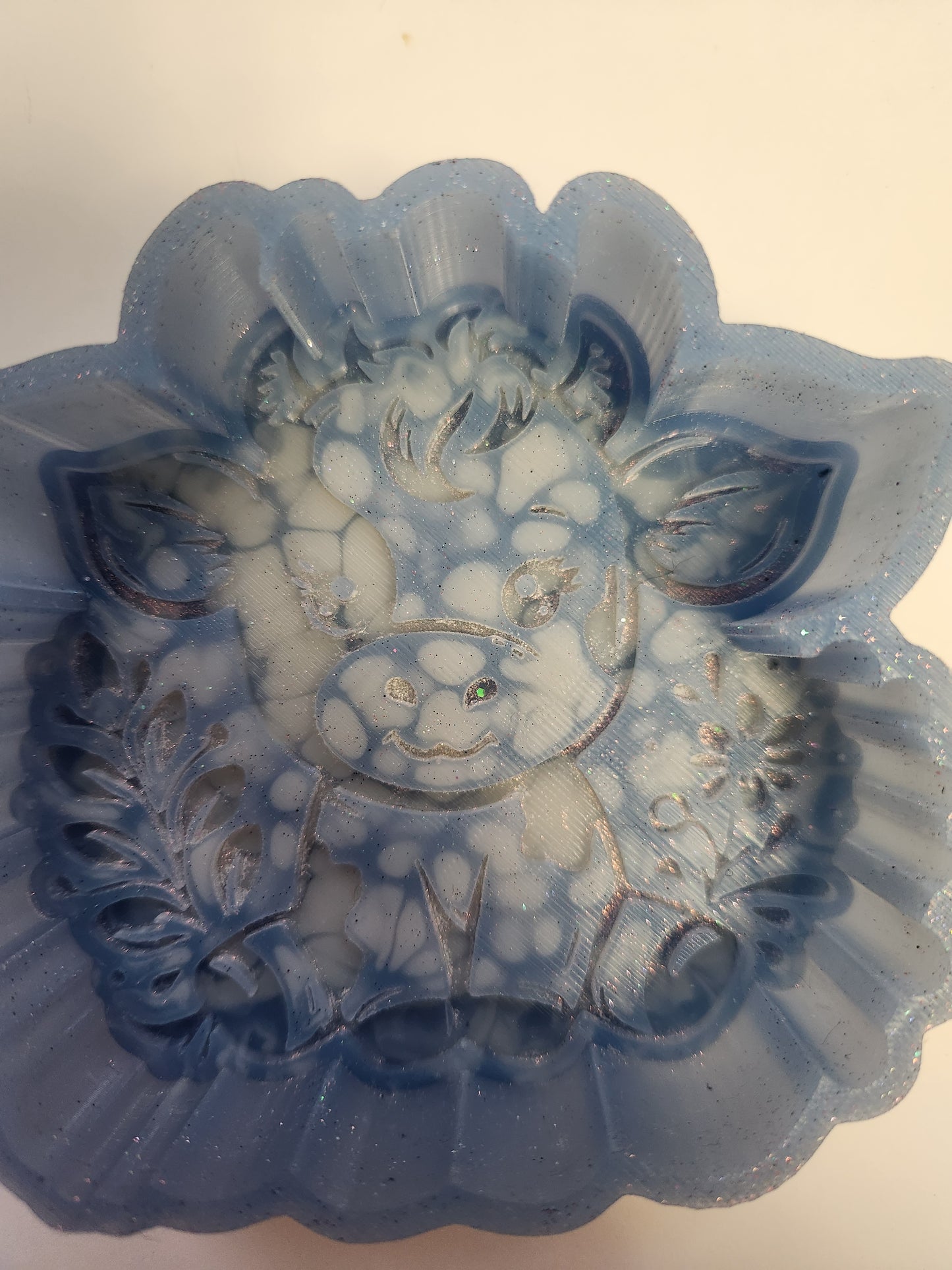 DESTASH MOLD- Cow with flowers