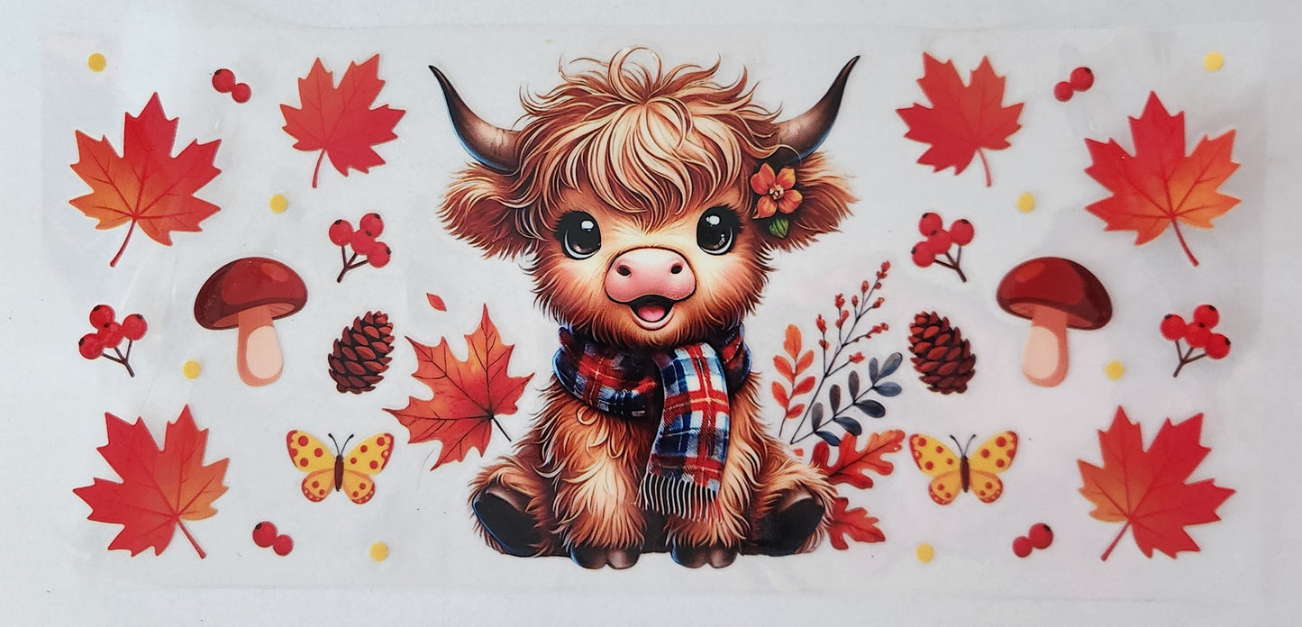 UVDTF Wrap 16oz- Fall Cow & Leaves