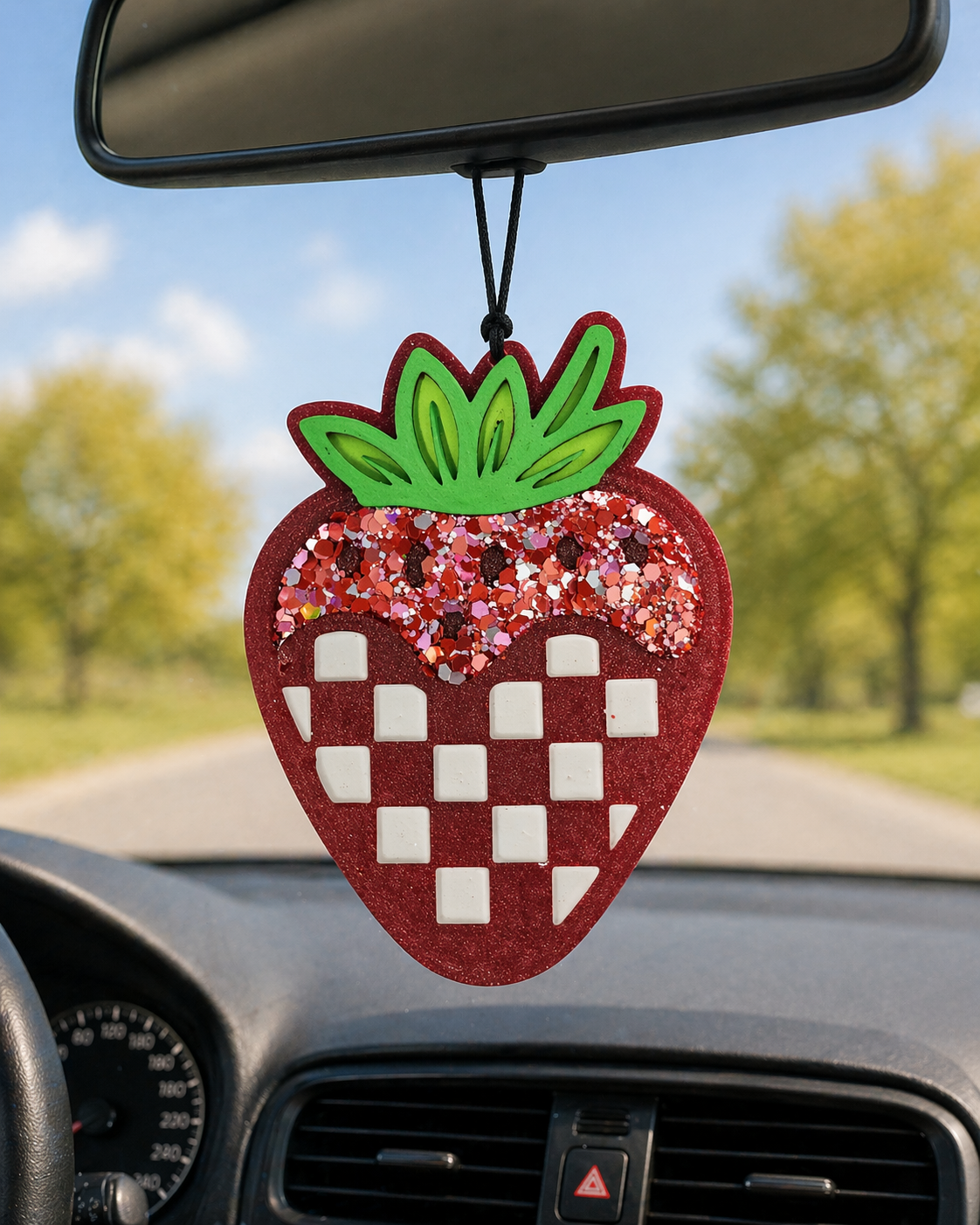 Custom Freshie- Checkered Strawberry