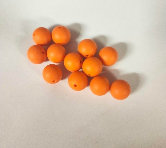 15mm Silicone Beads- Pumpkin Orange