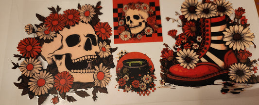 UVDTF Wrap- 16oz Skulls & Flowers