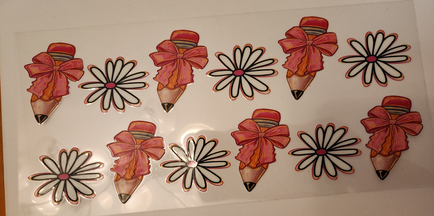 UVDTF Decal- Teacher Pencil Bows
